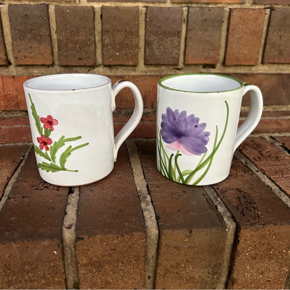 Italian-style hand-painted ceramic mugs Floral made in Italy
